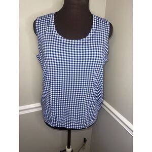Talbots Plus Size Gingham Sweater Tank‎ Top Plus Size 1x Blue White